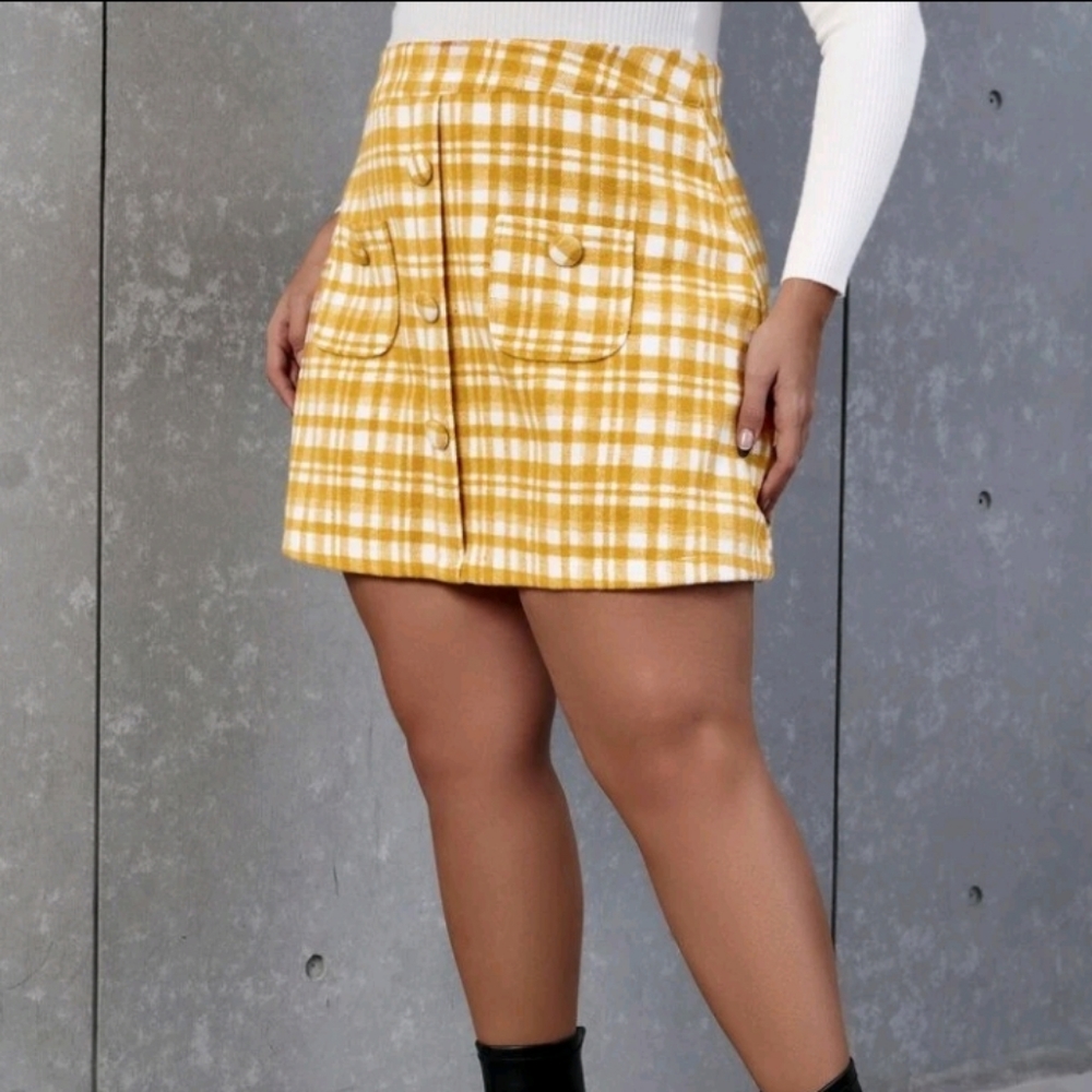💜5 for 20$💜 SHEIN Plaid Faux Wool Skirt